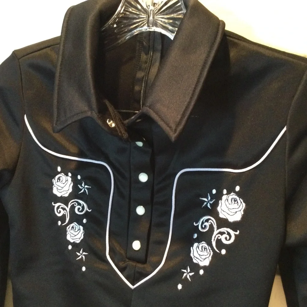 Spirit Halloween Western Cowgirl Costume Black Romper Pearl Snaps S - Picture 3 of 6